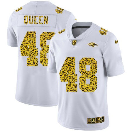 Maillot Baltimore Ravens Patrick Queen 48 Nike Flocked Leopard Print Blanc - Homme
